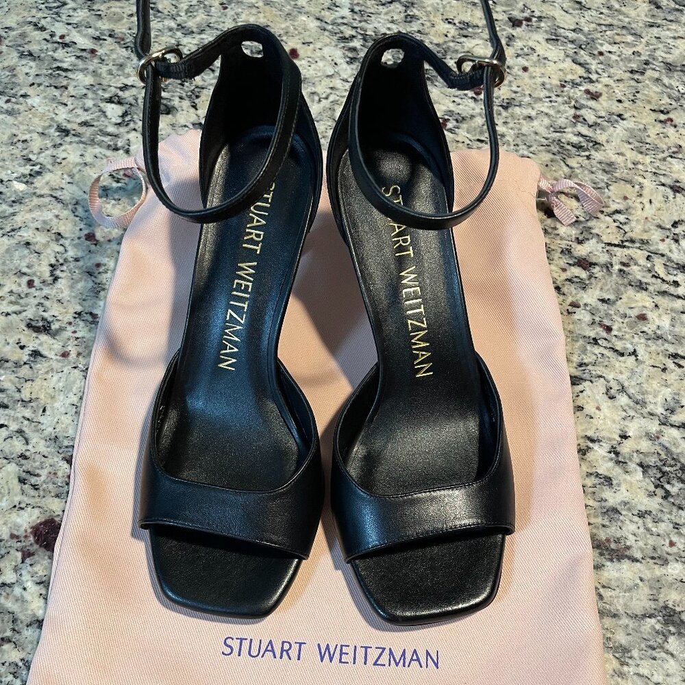 Stuart Weitzman Women's Nudistia 75 Ankle Strap High Heel Sandals - Black - 7.5